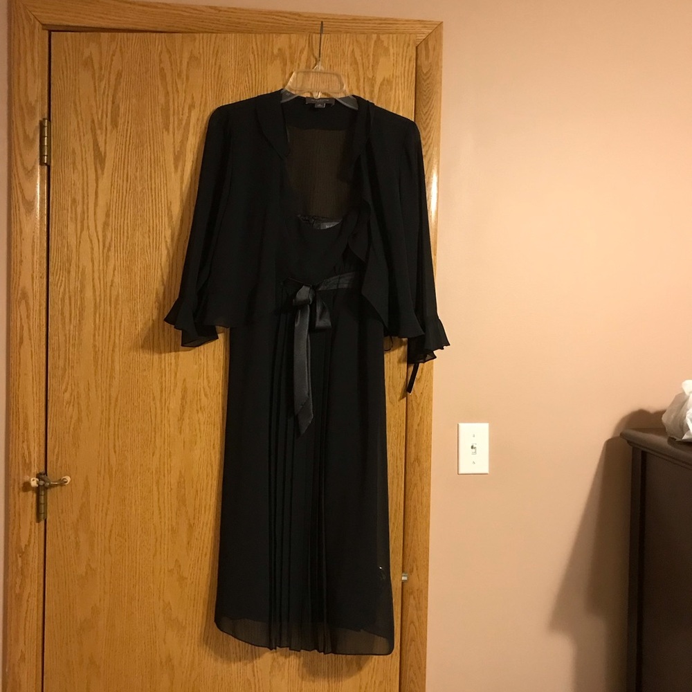 Liz Claiborne Black Dress with Sheer Overlay